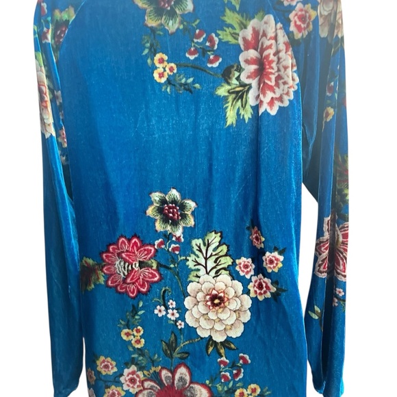 Johnny Was Floral Velvet Top blue multicolor XS designer - Picture 4 of 8